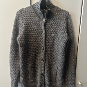 Lacoste Gray Knit Button Cardigan
